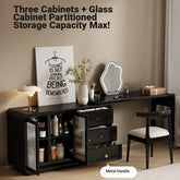 Stylish Black Glass-Cabinet with Three Spacious Drawers – Ultimate Storage Solution! fvp-4596
