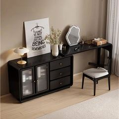 Stylish Black Glass-Cabinet with Three Spacious Drawers – Ultimate Storage Solution! fvp-4596