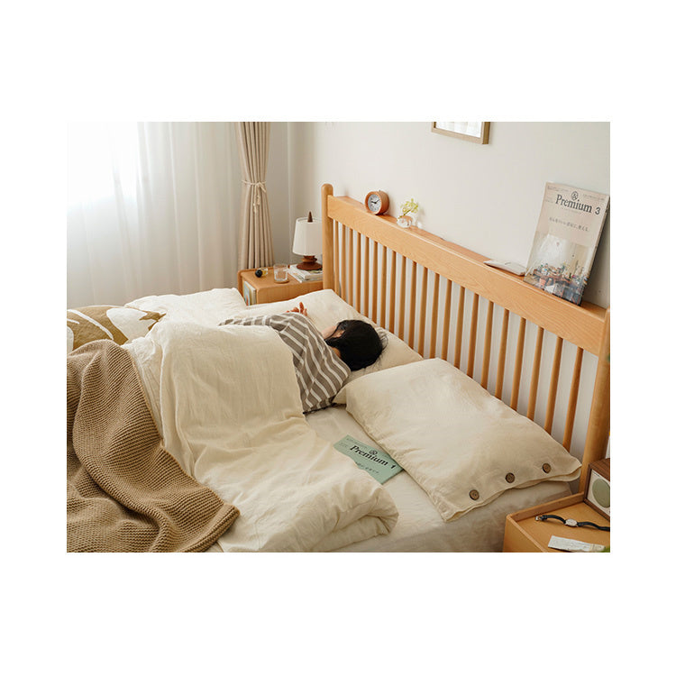 Modern Beech Wood Bed Frame With Sturdy Metal Support - Minimalistic Cal King Size for Bedroom fxgmz-583 Modern Beech Wood Bed Frame With Sturdy Metal Support - Minimalistic Cal King Size for Bedroom fxgmz-583