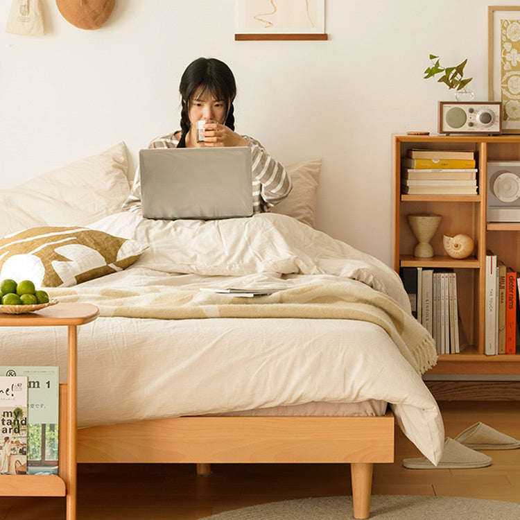 Stunning Beech Wood Metal Platform Bed - Natural Warm Tones for Stylish Bedrooms fxgmz-585 Stunning Beech Wood Metal Platform Bed - Natural Warm Tones for Stylish Bedrooms fxgmz-585