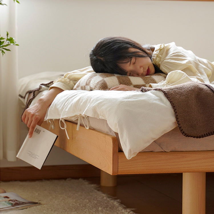 Sleek Beech Wood Bed Frame with Modern Metal Accents for a Stylish Bedroom fxgmz-587 Sleek Beech Wood Bed Frame with Modern Metal Accents for a Stylish Bedroom fxgmz-587