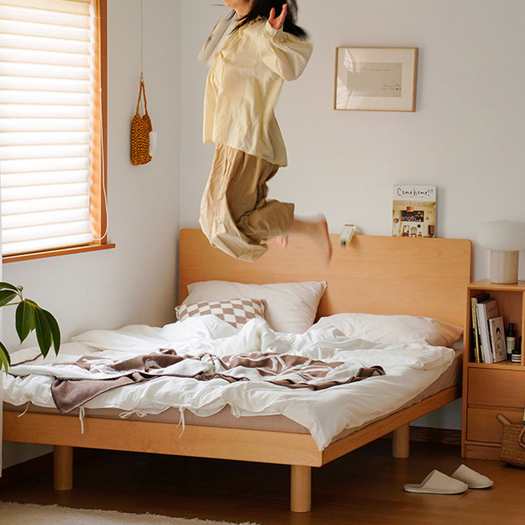 Sleek Beech Wood Bed Frame with Modern Metal Accents for a Stylish Bedroom fxgmz-587 Sleek Beech Wood Bed Frame with Modern Metal Accents for a Stylish Bedroom fxgmz-587