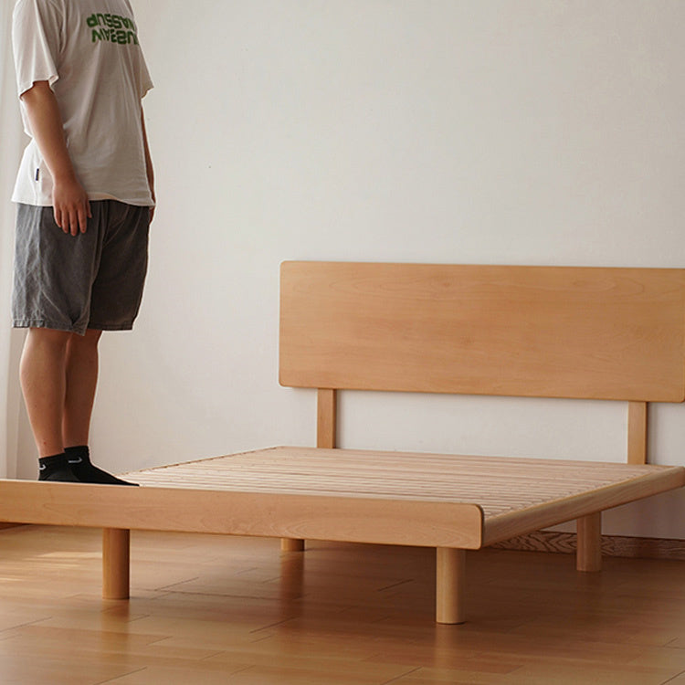 Sleek Beech Wood Bed Frame with Modern Metal Accents for a Stylish Bedroom fxgmz-587 Sleek Beech Wood Bed Frame with Modern Metal Accents for a Stylish Bedroom fxgmz-587