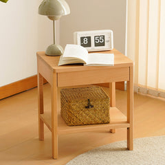Sleek Beech Wood Nightstand - Durable Multi-Layer Board in Natural Finish fxgmz-590