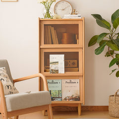 Stunning Natural Beech Wood Cabinet with Glass Shelves – Multi-Layer Durability for Modern Homes fxgmz-609