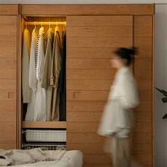 Elegant Natural Cherry and Beech Wood Wardrobe – Exquisite Wooden Home Furniture fxgmz-621