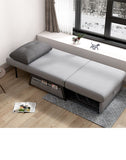 Stylish Multi-Color Techno Fabric Sofa Bed with Wood Accents – Light Gray, Yellow, Pink, and Light Green fxgz-271