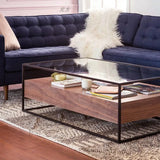 Stylish Solid Wood & Tempered Glass Coffee Table - Elevate Your Living Room Decor fyf-2227