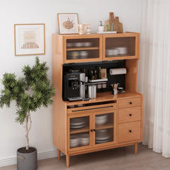 Stylish Solid Wood Cabinet with Glass Doors - Perfect for Kitchen or Dining Room Storage fyf-2232
