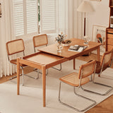 Extendable Rectangular Oak & Cherry Wood Dining Table for 6-8 Person fyg-654