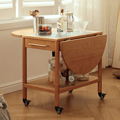 Modern End Table with Extensible Top and Wheels – Perfect Design for All Your Rooms - Natural Brown Finish fyg-666