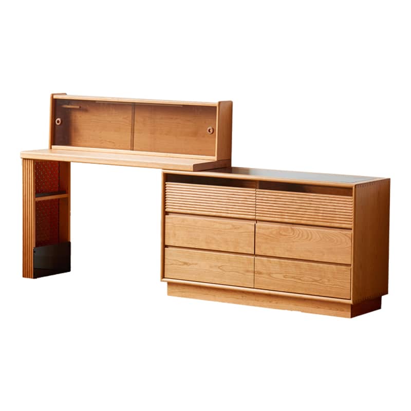 Elegant Cherry Wood Makeup Vanity with Multi-Layer Board and Glass Top fyg-670 Elegant Cherry Wood Makeup Vanity with Multi-Layer Board and Glass Top fyg-670