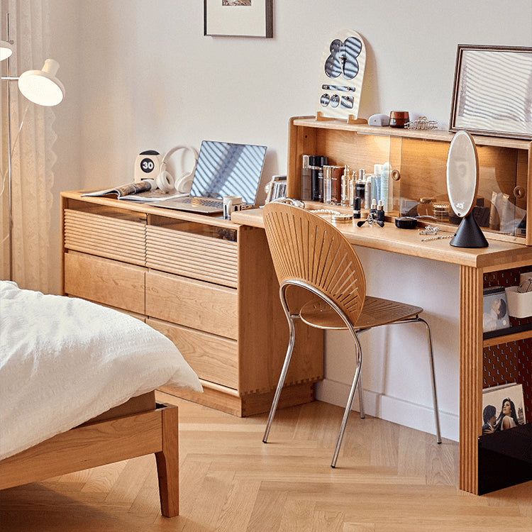 Elegant Cherry Wood Makeup Vanity with Multi-Layer Board and Glass Top fyg-670 Elegant Cherry Wood Makeup Vanity with Multi-Layer Board and Glass Top fyg-670