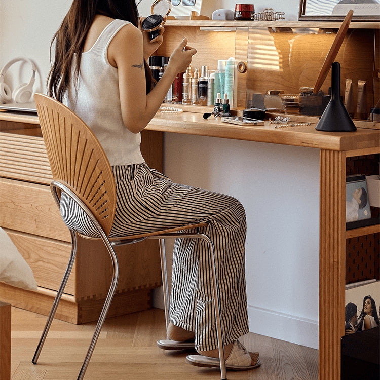 Elegant Cherry Wood Makeup Vanity with Multi-Layer Board and Glass Top fyg-670 Elegant Cherry Wood Makeup Vanity with Multi-Layer Board and Glass Top fyg-670