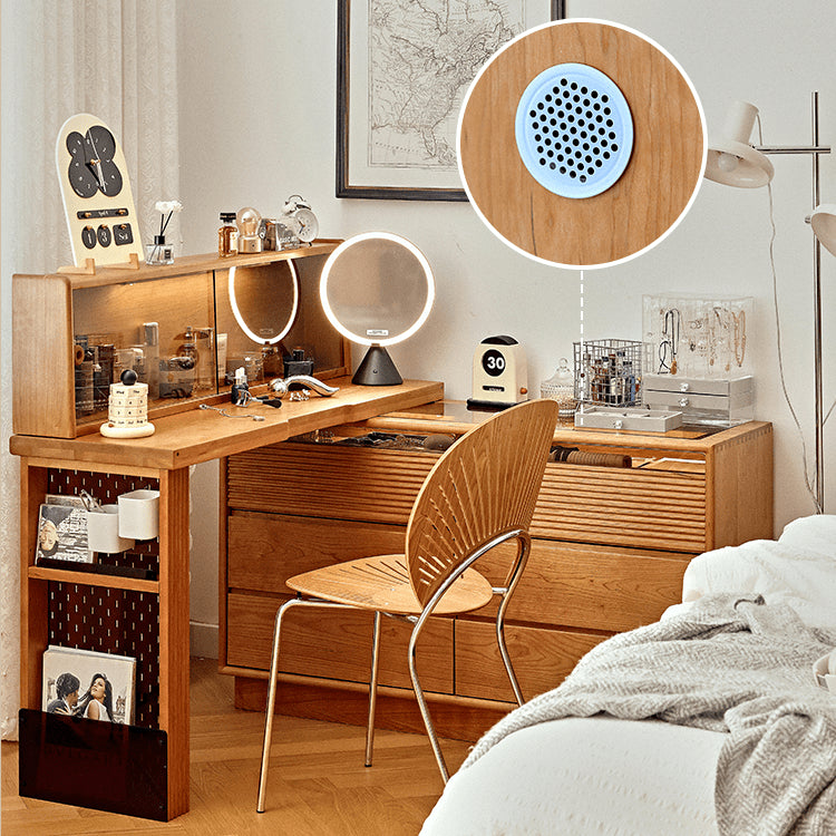 Elegant Cherry Wood Makeup Vanity with Multi-Layer Board and Glass Top fyg-670 Elegant Cherry Wood Makeup Vanity with Multi-Layer Board and Glass Top fyg-670