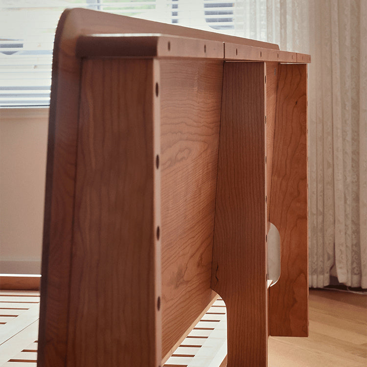 Modern Cal King Cherry Wood Bed Frame - Minimalistic Design with Solid Wood Headboard for Bedroom fyg-677 Modern Cal King Cherry Wood Bed Frame - Minimalistic Design with Solid Wood Headboard for Bedroom fyg-677