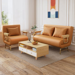 Premium Leathaire Sofa with Solid Wood Frame in Dark Gray, Beige, Light Blue & Vibrant Orange fyj-1247