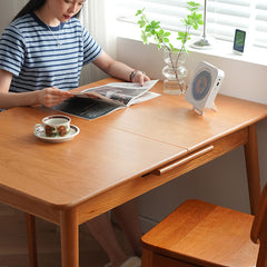 Rectangular Cherry Wood Dining Table with Extendable Top for 6-8 Persons fyx-835