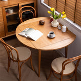 Extendable Round Wooden Dining Table in Natural Wood Color for 6-8 Person fyx-836