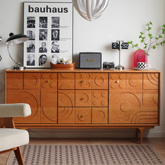 Elegant Brown Cherry Wood Cabinet with Distinctive Copper Accents - Natural Wood Finish fyx-850