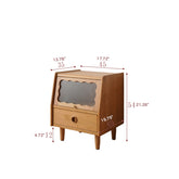 Elegant Cherry Wood Nightstand with Copper and Glass Accents fyx-862