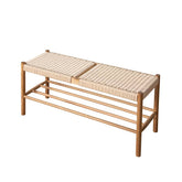 Handcrafted Oak Wood Stool with Stylish Paper Rope Seat fyx-887