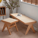 Elegant Natural Wood and Rattan Stool – Ash, Cherry, and Oak Variants Available fyx-892