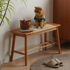 Elegant Cherry & Oak Wood Stool with Durable Kraft Paper Details fyx-896