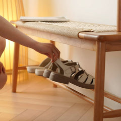 Elegant Cherry & Oak Wood Stool with Durable Kraft Paper Details fyx-896