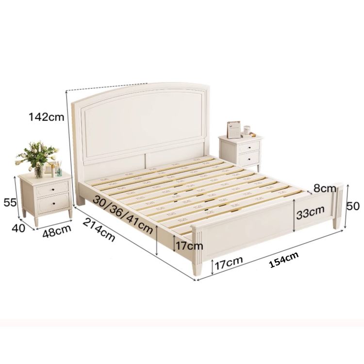 Elegant White Rubber Wood and Pine Bed Frame – Durable Comfort for Your Bedroom glna-232 Elegant White Rubber Wood and Pine Bed Frame – Durable Comfort for Your Bedroom glna-232