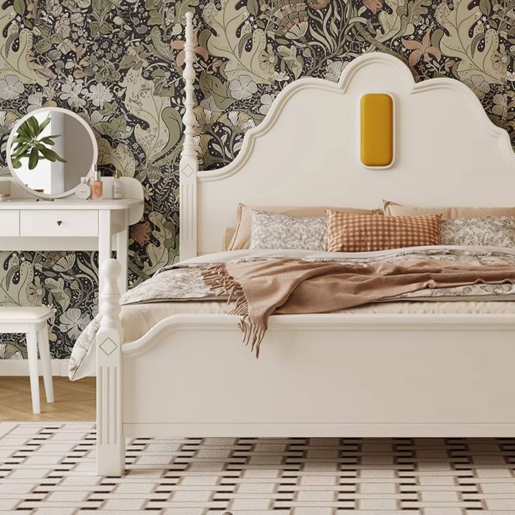 Stylish White Bed Frame | Durable Rubber Wood & Pine Construction glna-233 Stylish White Bed Frame | Durable Rubber Wood & Pine Construction glna-233