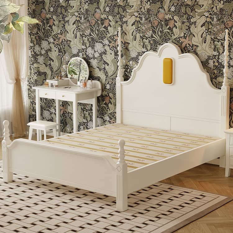 Stylish White Bed Frame | Durable Rubber Wood & Pine Construction glna-233 Stylish White Bed Frame | Durable Rubber Wood & Pine Construction glna-233