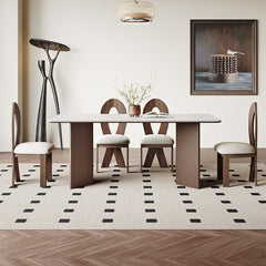 Modern Rectangular Dining Table with Ceramic Top & Double Pedestals for 6 hagst-1666