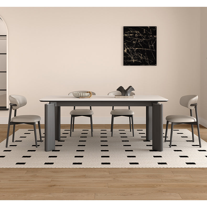 Modern Rectangular Dining Table with Ceramic Top & 4 Metal Legs for 6 hagst-1667 Modern Rectangular Dining Table with Ceramic Top & 4 Metal Legs for 6 hagst-1667