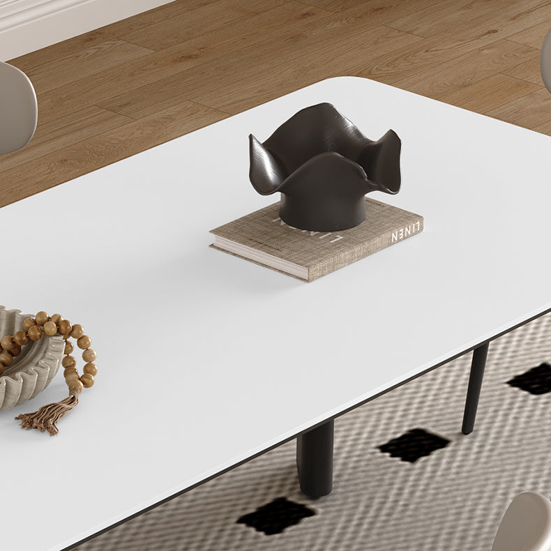 Modern Rectangular Dining Table with Ceramic Top & 4 Metal Legs for 6 hagst-1667 Modern Rectangular Dining Table with Ceramic Top & 4 Metal Legs for 6 hagst-1667