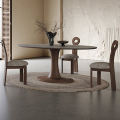 Modern Oval Oak Wood Dining Table with Ceramic Top for 6-8 Person hagst-1668