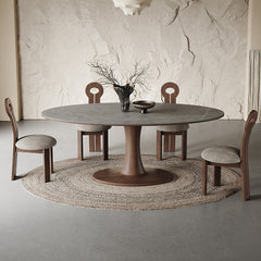 Modern Oval Oak Wood Dining Table with Ceramic Top for 6-8 Person hagst-1668