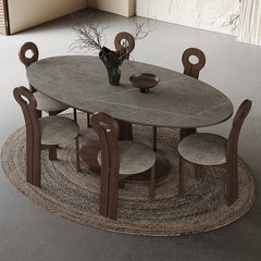 Modern Oval Oak Wood Dining Table with Ceramic Top for 6-8 Person hagst-1668