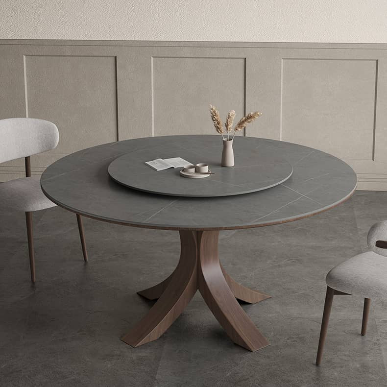Modern Round Dining Table with Durable Sintered Stone & Pedestal - Perfect for 6 Person hagst-326 Modern Round Dining Table with Durable Sintered Stone & Pedestal - Perfect for 6 Person hagst-326
