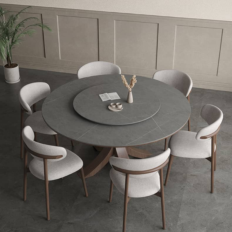 Modern Round Dining Table with Durable Sintered Stone & Pedestal - Perfect for 6 Person hagst-326 Modern Round Dining Table with Durable Sintered Stone & Pedestal - Perfect for 6 Person hagst-326
