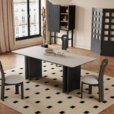Modern Rectangular Dining Table in White and Black with Durable Sintered Stone Top hagst-567