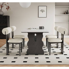 Modern Rectangular Dining Table with Marble Top & 2 Pedestals for 6 Seaters hagst-570