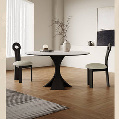 Modern Round Dining Table with Sintered Stone Top & Pedestal for 6 hagst-571