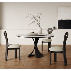 Modern Round Dining Table with Sintered Stone Top & Pedestal for 6 hagst-571