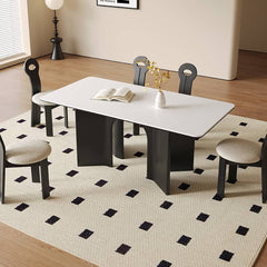 Modern Rectangular Oak Wood Dining Table Durable Sintered Stone Top for 6 hagst-576