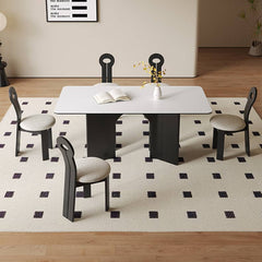 Modern Rectangular Oak Wood Dining Table Durable Sintered Stone Top for 6 hagst-576