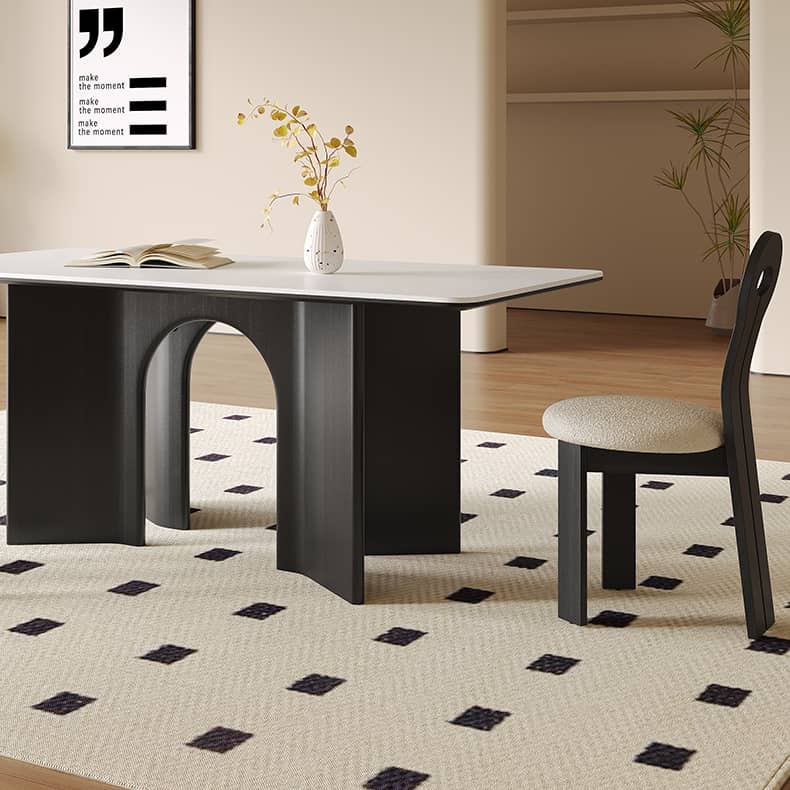 Modern Rectangular Oak Wood Dining Table Durable Sintered Stone Top for 6 hagst-576 Modern Rectangular Oak Wood Dining Table Durable Sintered Stone Top for 6 hagst-576