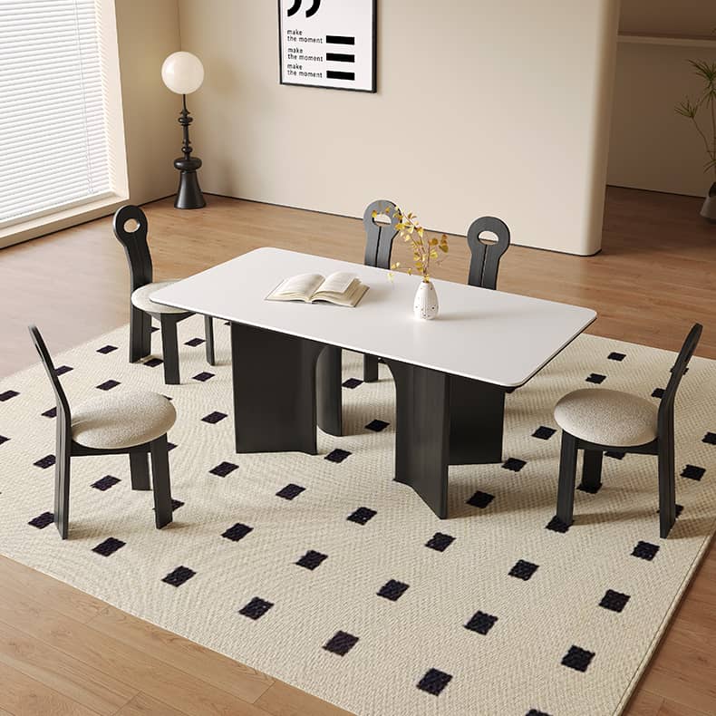 Modern Rectangular Oak Wood Dining Table Durable Sintered Stone Top for 6 hagst-576 Modern Rectangular Oak Wood Dining Table Durable Sintered Stone Top for 6 hagst-576