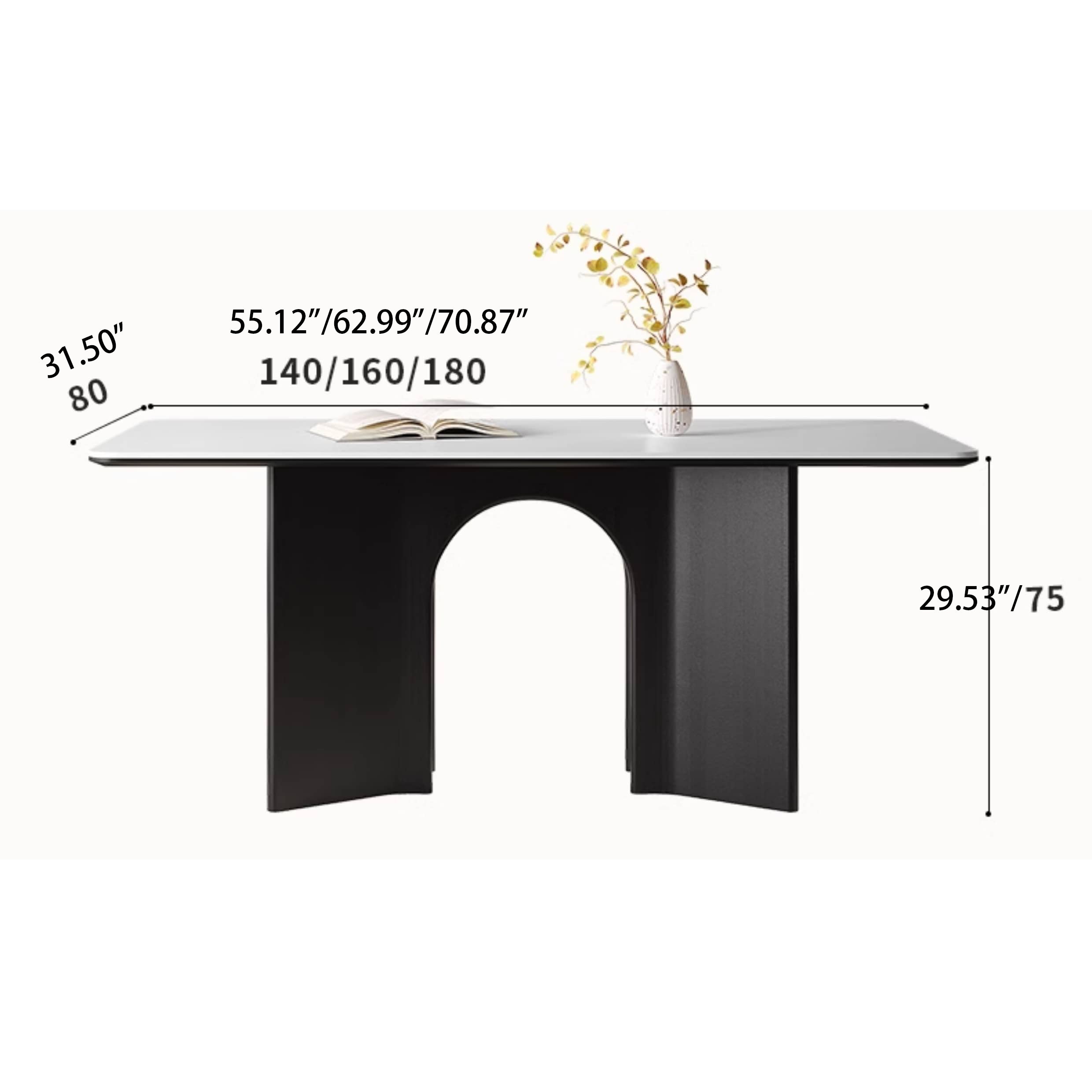 Modern Rectangular Oak Wood Dining Table Durable Sintered Stone Top for 6 hagst-576 Modern Rectangular Oak Wood Dining Table Durable Sintered Stone Top for 6 hagst-576