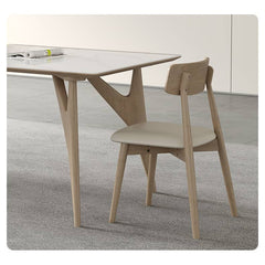 Sleek Faux Leather Dining Chair in Oak Wood with Plush Foam Cushion hagst-814